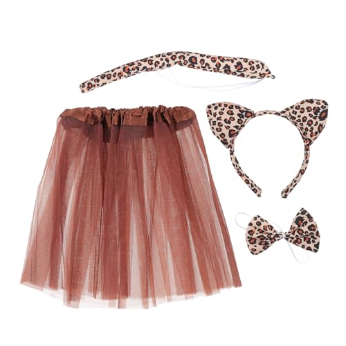 BESPORTBLE Cosplay Leopard Kostüm für Teilig mit Leopardenohren Haarreif Zartem Leoparden Halbem Rock Leicht und Robust für Karneval Fasching Halloween Party von BESPORTBLE