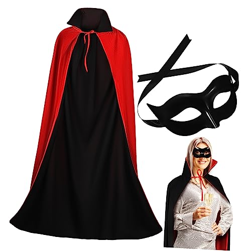 BESPORTBLE Cosplay Maske Mit Schwarzem Und Rotem Umhang Halloween Kostüm Requisite Für Maskerade Karneval Und Halloween Party Deko BESPORTBLE Cosplay Maske Mit Schwarzem Und Rotem Umhang Halloween Kostüm Requisite Für Maskerade Karneval Und Halloween Party Deko von BESPORTBLE