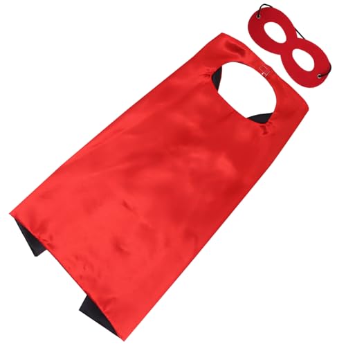 BESPORTBLE Cosplay Umhang Set Doppellagiger Umhang mit Roter Maske Halloween Kostüm für Mädchen Jungen Faschingskostüm Party Verkleidung Geeignet für Maskenball und Themenfeiern von BESPORTBLE