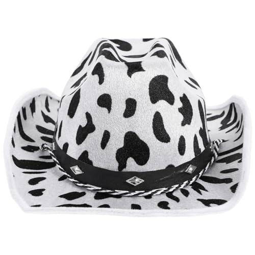 BESPORTBLE Cowgirlhut Mit Kuh-druck Western-mottoparty Anziehhut Für Halloween-kostüm Partyhut Für Damen-outfits von BESPORTBLE