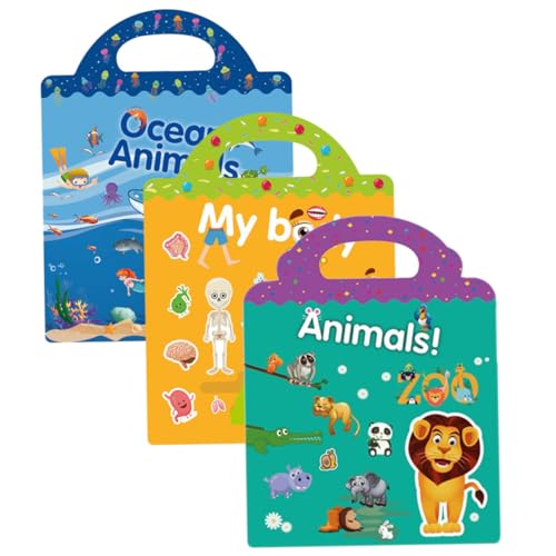 BESPORTBLE DIY Stickerbuch mit Wiederverwendbaren Ablösbaren Aufklebern Lernspielzeug für Jungen und Mädchen Kreative Szenen mit Meeresbewohnern Körper und Natur Fördert Fantasie und von BESPORTBLE
