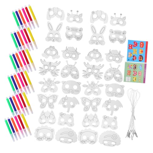 BESPORTBLE DIY Tiermasken aus Papier zum Bemalen für Stiften Leichte Bequeme Halbmasksen für Jungen und Mädchen für Geburtstagsfeiern Themenpartys und Kreative Bastelaktivitäten von BESPORTBLE
