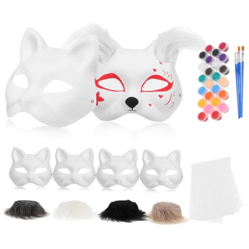 BESPORTBLE Dekorative Bastelarbeiten Katzenfarbe Zum Bemalen Unbemalte Halbmasken Zum Basteln Blanko Party Basteln Halloween Papier Färbung Kostüm Tiermaskerade Für von BESPORTBLE