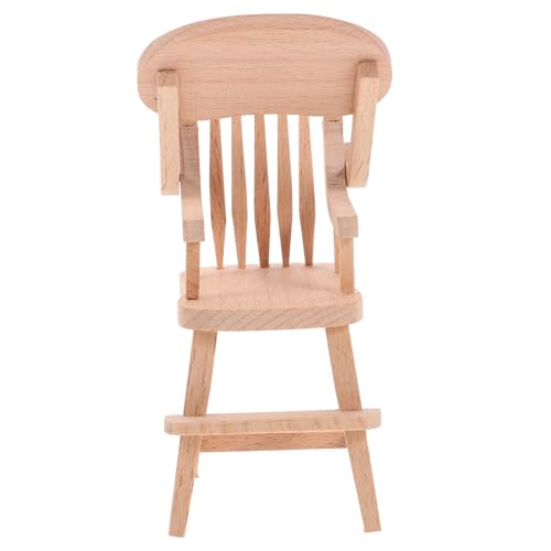 BESPORTBLE Dekorativer Hochstuhl Aus Holz Für Puppenmöbel Puppenhaus Zubehör Buchenholzfarbe Unlackiert Für Kinderaccessoires Für Jungen von BESPORTBLE