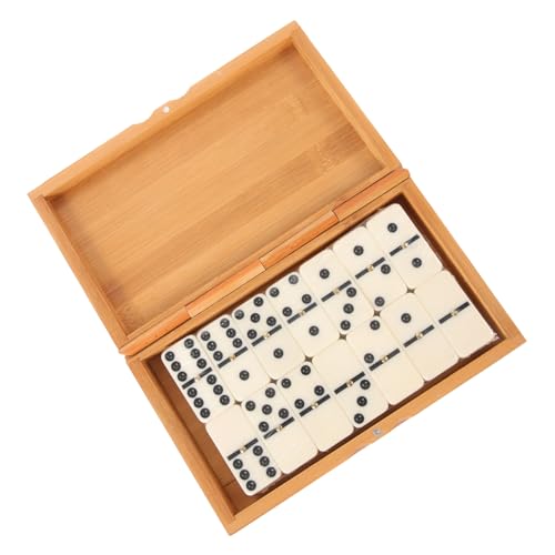 BESPORTBLE Domino aus Holz mit Bambusbox Langlebige Antike Domino Steine Lustiges Familienspiel für Drinnen und Draußen Interaktives Lernspielzeug Kommunikation von BESPORTBLE