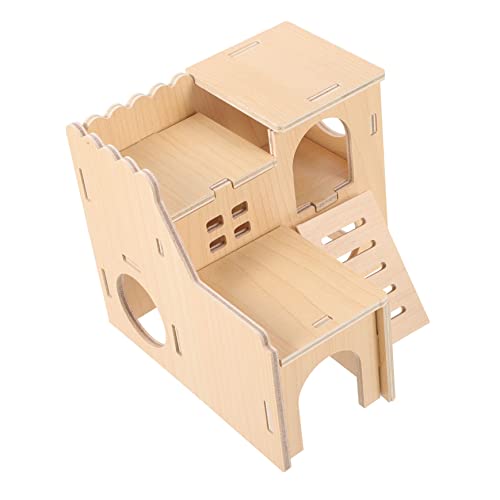 BESPORTBLE Doppelschicht Holzhaus Für Hamster Dekorative Haustierburg Kleine Haustierhütte Für Käfig Für Hamster Und Andere Kleintiere Holzspielzeug von BESPORTBLE