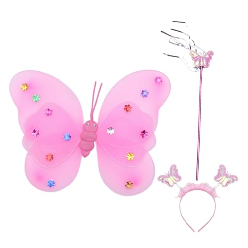 BESPORTBLE Doppelschichtige Schmetterlingsflügel LED Schmetterlinge Mädchen Feenflügel Party Schmetterling Kostüm Rollenspiel Flügel Tuch von BESPORTBLE