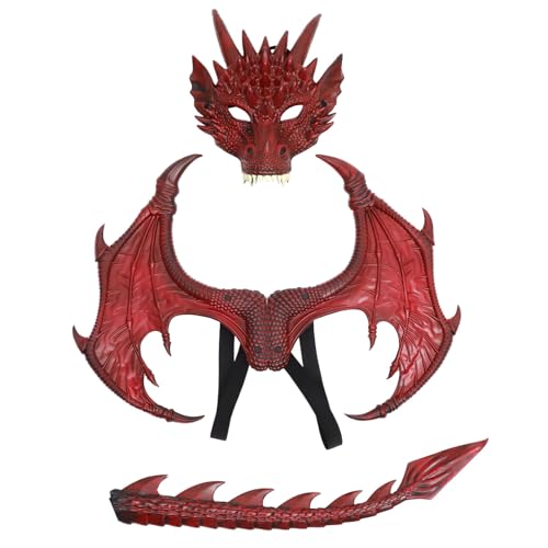BESPORTBLE Drachenkostüm Rot mit Maske Flügeln und Elastisches Langlebiges Material für Rollenspiele und Aufführungen für Halloween und Geburtstag BESPORTBLE Drachenkostüm Rot mit Maske Flügeln und Elastisches Langlebiges Material für Rollenspiele und Aufführungen für Halloween und Geburtstag von BESPORTBLE