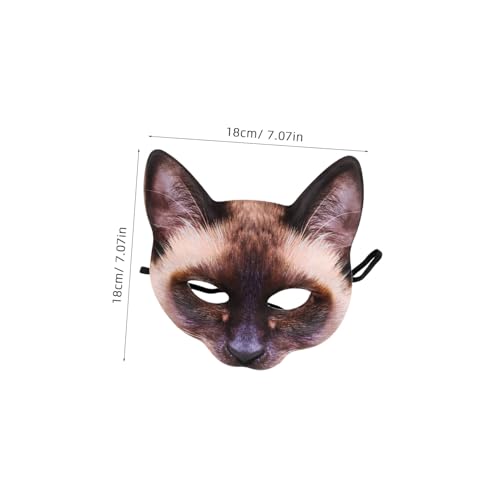 BESPORTBLE EVA Stoff Katzen Halbmaske für Halloween Kostüm Masquerade Karneval Unisex Katzenmotiv Cosplay Party Gesichtsschutz Braun Siamkatzen Stil von BESPORTBLE