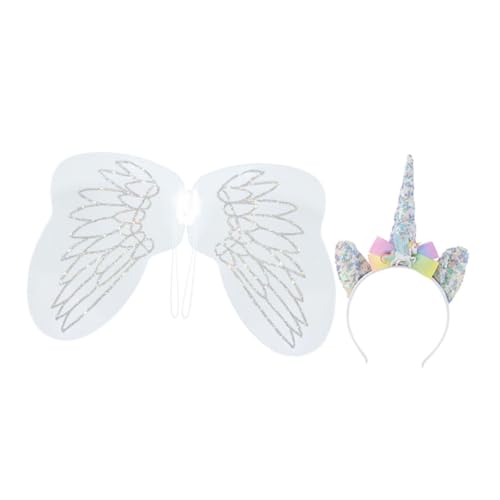BESPORTBLE Einhorngirlande mit Flügel Set für Einhorn Kostüm Zubehör für Geburtstags Halloween und Weihnachtsfeiern Perfektes Dress Up für Kleine Einhorn Fans von BESPORTBLE
