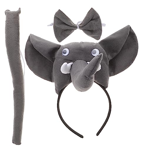 BESPORTBLE Elefantenkostüm Set Teilig mit Stirnband und Fliege Kreatives Tierkostüm Zubehör für Fasching Karneval und Cosplay Partydekoration von BESPORTBLE