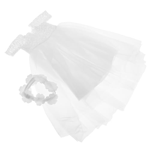 BESPORTBLE Elegantes Puppen Hochzeitskleid für Puppen Weißes Brautkleid mit Spitzen und Perlendetails Leicht Anzuziehen Polyesterstoff Festliches Kleid zum Ankleiden von BESPORTBLE