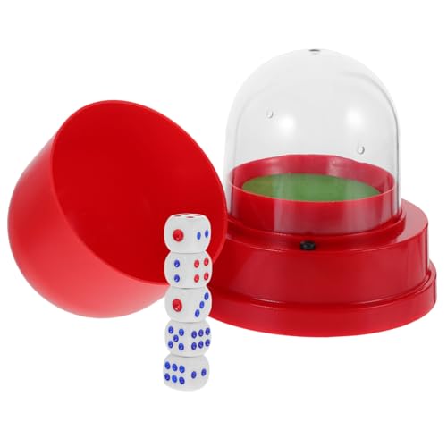 BESPORTBLE Elektrischer Würfelbecher mit Automatischem Würfelroller Mittelgroßer Roter Dice Cup aus Kunststoff Leicht Stabil für Bar und Partyspiel Inklusive Würfel Batteriebetrieben Einfach von BESPORTBLE
