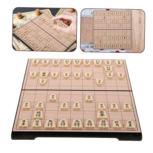 BESPORTBLE Faltbares Japanisches Schachspiel mit Magnetischen Holzfiguren Tragbares Reisespiel für Familie und Erwachsene Sicheres Brettspiel für Unterwegs für Bildung und Unterhaltung von BESPORTBLE