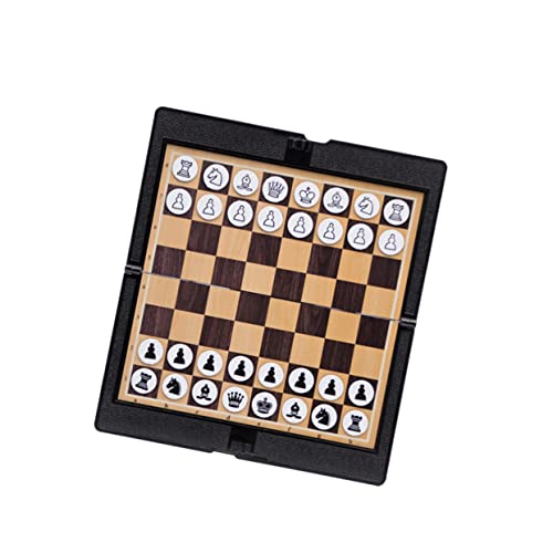 BESPORTBLE Faltbares Schach Und Dame Spielbrett Magnetisches Schachbrett Für Reisen Tragbares Brettspiel Für Erwachsene Für Familie Und Freizeit Schwarz von BESPORTBLE