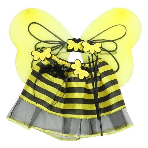 BESPORTBLE Feen Kostüm Set mit Schmetterlingsflügeln Zauberstab Haarband und Tüllkleid Leichtes Polyester Elastischer Mädchen Verkleidung für Bühne Party und Rollenspiel von BESPORTBLE