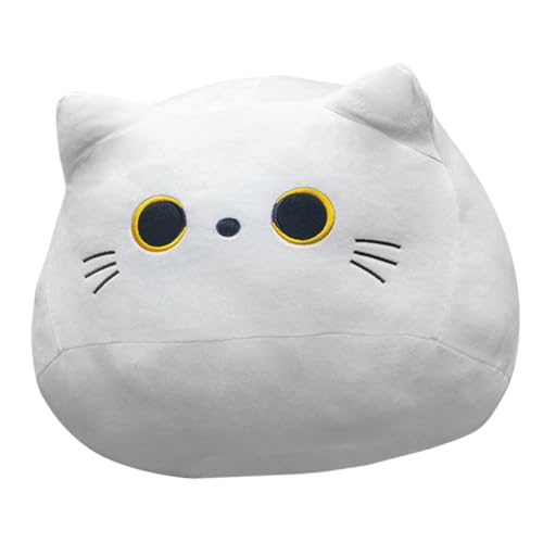 BESPORTBLE Flauschiges Katzen kuschelkissen Weiß Weiches Plüschspielzeug für Dekoratives Katzenkissen als Gemütliches Sofakissen und Niedliches Wohnaccessoire für Innenräume von BESPORTBLE