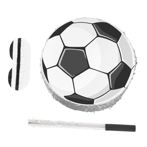 BESPORTBLE Fußball Pinata mit Schlagstab und Augenbinde Stabile Pappkarton Fußball Piñata zum Aufhängen Geburtstags Spielspaß Dekoration und Partyzubehör von BESPORTBLE