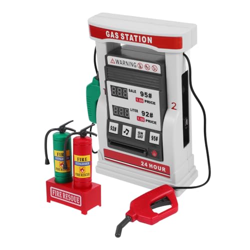 BESPORTBLE Gasstation Multifunktionales DIY Modell mit Sprachansage Selbstbedienung Doppelte Zapfsäulen und Digitaler Anzeige Fördert Mathefähigkeiten und Kreatives von BESPORTBLE
