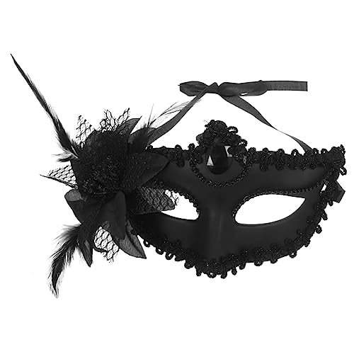 BESPORTBLE Halbe Gesichtsmaske Aus Spitze Weibliche Maske Halloween Hälfte Led Masken Kostüm Party Maske Maskerademaske Auge Maskerade-spitzenmaske Gesichtsdekore Black Feder. Plastik von BESPORTBLE