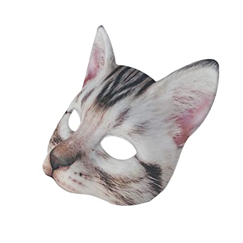 BESPORTBLE Halbgesichts Katzenmaske EVA Stoff Lustiges Cosplay Gesicht Unisex Karneval Halloween Maske für Maskenball Party und Kostümveranstaltungen mit Blauem Kurzhaarkatzen Design von BESPORTBLE
