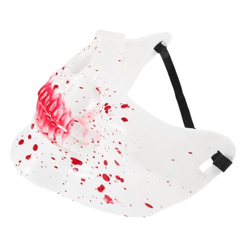 BESPORTBLE Halbgesichts Skelettmaske Halloween Blutiges Design Gruselig Unheimlich Für Kostüm Party Maskerade Herren Halloween Headgear Cosplay Zubehör von BESPORTBLE