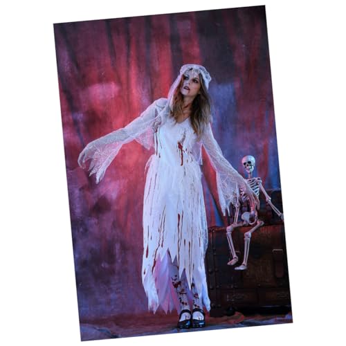 BESPORTBLE Halloween Braut Kostüm Für Frauen Unregelmäßige Blutkörperchen Kleid Mit Schleier Langärmlig Weiß Für Karneval Und Cosplay BESPORTBLE Halloween Braut Kostüm Für Frauen Unregelmäßige Blutkörperchen Kleid Mit Schleier Langärmlig Weiß Für Karneval Und Cosplay von BESPORTBLE