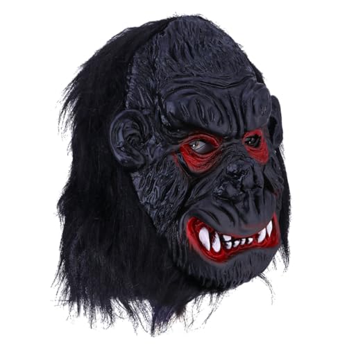 BESPORTBLE Halloween Gorilla Maske aus Hochwertigem Gruselige Horrorverkleidung mit Sichtbaren Zähnen Schwarze Vollkopfmaske für Herren Karneval Halloween und Kostümparty von BESPORTBLE
