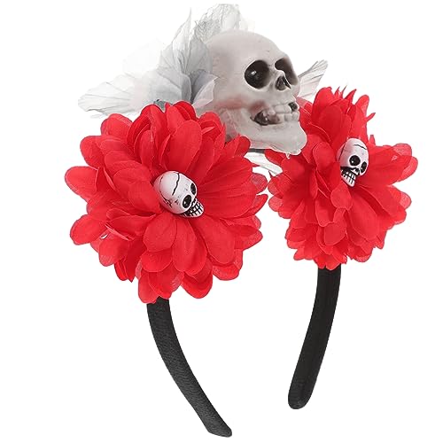 BESPORTBLE Halloween Haarreif mit Roten Blumen und Gruseligem Komfortabel und Stabil Party Kopfschmuck für Erwachsene für Karneval Halloween Kostüm und Festtagsdekoration von BESPORTBLE