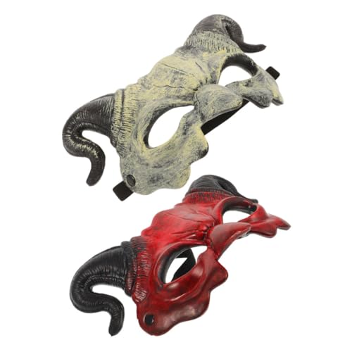 BESPORTBLE Halloween Halbes Gesicht Maske Teufel mit Hörnern Weiche Langebige Halloween Maske für Männer und Frauen Gruselige Cosplay Halbgesichtsmaske für Party und Kostümfest von BESPORTBLE