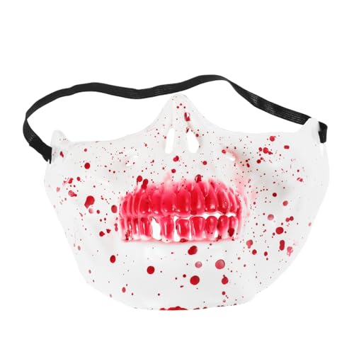 BESPORTBLE Halloween Halbgesichts Skelettmaske Robustem Blutiges Horror Design Realistische Dämonen Schädel Maske für Herren Damen für Halloween Kostüm und Cosplay Partys von BESPORTBLE