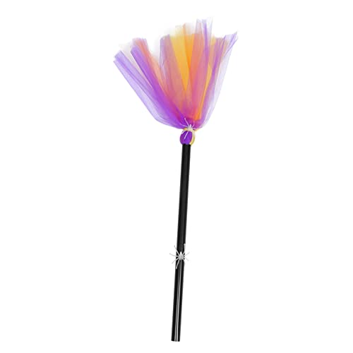 BESPORTBLE Halloween Hexenbesen Deko mit Spinnennetz Kreativer Hexenbesen Requisit für Halloween Party Geeignet für Kostümspiel und Festliche Verkleidung Farbige Besenstieloptik von BESPORTBLE