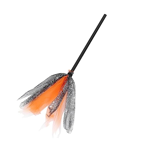 BESPORTBLE Halloween Hexenbesen Kinderbesen Leichter Besen Kürbisfarbe Handgefertigtes Halloween Deko Accessoire zum Kindertag Vielseitig für Kostüm und Partyspaß von BESPORTBLE