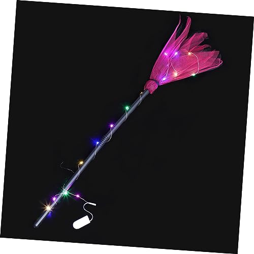 BESPORTBLE Halloween Hexenbesen mit LED Lichterkette Langlebiger Bühnenbesen für Gruselige Festivaldekoration und Bühnenrequisit für Halloween Partys von BESPORTBLE