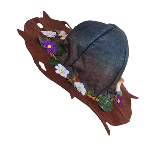 BESPORTBLE Halloween Hexenhut Filz Hut mit Blumen Mushroom Kostümzubehör für Erwachsene für Halloween Partys und Festliche Aktivitäten von BESPORTBLE
