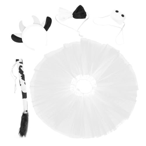 BESPORTBLE Halloween Kuh Kostüm Set Plüsch Stirnband mit Ohren Fliege und Gauze Rock Vielseitig für Party Cosplay Geeignet für Halloween und Karneval BESPORTBLE Halloween Kuh Kostüm Set Plüsch Stirnband mit Ohren Fliege und Gauze Rock Vielseitig für Party Cosplay Geeignet für Halloween und Karneval von BESPORTBLE