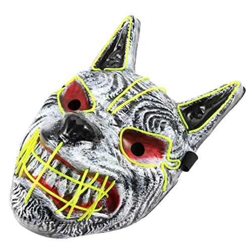 BESPORTBLE Halloween LED Wolfkopf Maske Leuchtende Horror Maske für Erwachsene und Gruseliges Partyaccessoire für Halloween Karneval Cosplay und Themenpartys Langlebiges Material Einstellbare von BESPORTBLE