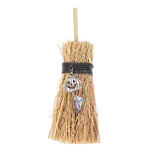 BESPORTBLE Halloween Mini Hexenbesen Deko mit Kürbisgesicht und Blauer Kristallverzierung Party Prop für Halloween Fest Vielseitiger Mini Besen als Foto Requisite und Hängeornament von BESPORTBLE
