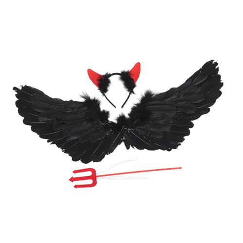 BESPORTBLE Halloween Teufelskostüm mit Schwarzem Federflügel Cosplay Strapazierfähiges Bühnenkostüm für Party Aufführung und Fest Mittlere BESPORTBLE Halloween Teufelskostüm mit Schwarzem Federflügel Cosplay Strapazierfähiges Bühnenkostüm für Party Aufführung und Fest Mittlere von BESPORTBLE