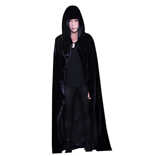 BESPORTBLE Halloween Umhang Mit Kapuze Schwarzer Robe Für Cosplay Und Maskerade Für Halloween Feiern Kostümpartys Und Gruselige Anlässe von BESPORTBLE