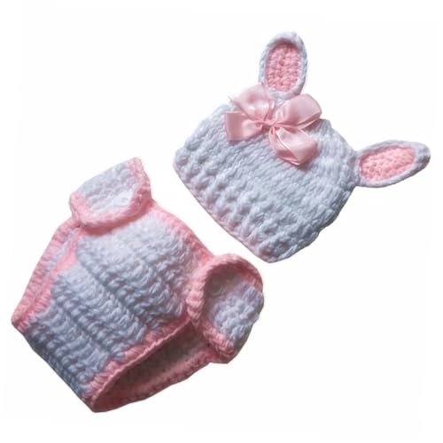 BESPORTBLE Handgefertigtes Neugeborenen Fotokostüm Baumwollgarn Gestricktes Hasen mit Mütze und Langlebiges Babyfoto Requisit für und Ostern von BESPORTBLE