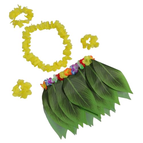 BESPORTBLE Hawaiian Party Kostüm Damen Luau mit Blumenkranz Tropischer Grasrock und Blätterrock Leichtes Atmungsaktives Hawaii Outfit für Strandfest Karneval Sommerfeier von BESPORTBLE