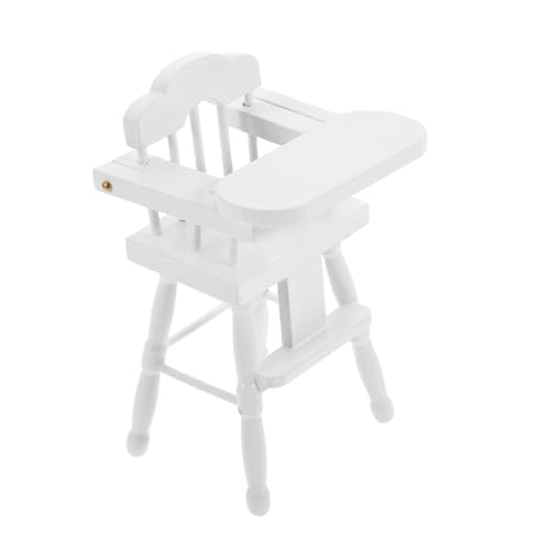 BESPORTBLE Hochstuhl Für Puppen Holz Puppenmöbel Accessoire Für Puppenhaus Weißer DIY Mini Stuhl Für Kinderzimmer Dekoration Für Puppenhaus Zubehör von BESPORTBLE