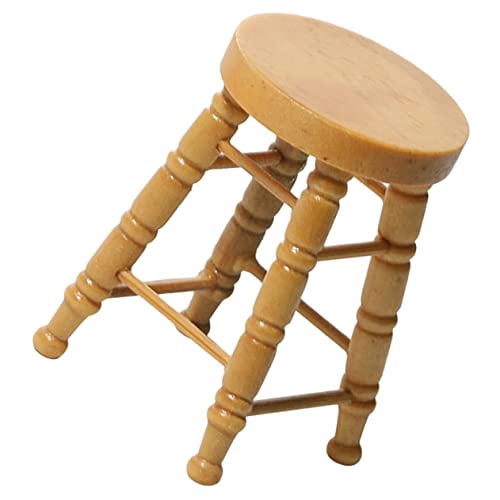 BESPORTBLE Hocker Aus Holz Runder Stuhl Für Puppenmöbel Für Dollhouse Und Miniaturhäuser Original Holzfarbe von BESPORTBLE