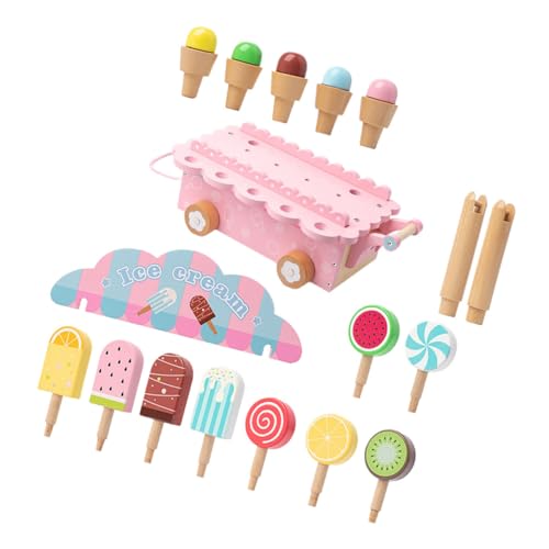 BESPORTBLE Holz Eiswagen Spielset für Kleinkinder Interaktives Rollenspiel Robustes Holzmaterial Fördert Familienbindung und Kognitive Entwicklung Geeignet für Jungen und Mädchen von BESPORTBLE