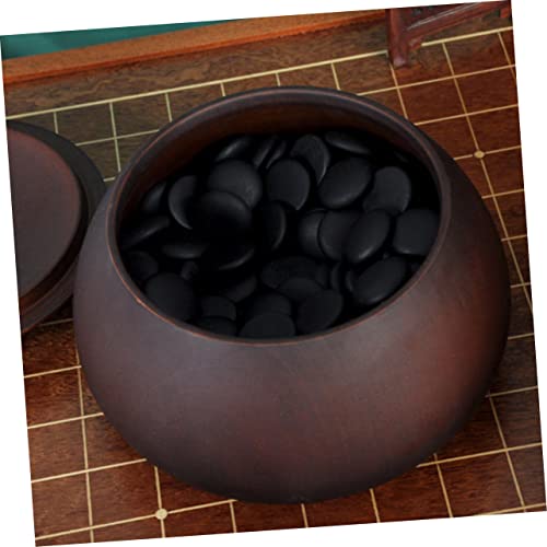 BESPORTBLE Holz Go Schachfiguren Aufbewahrungsbox mit Deckel Feuchtigkeitsbeständiger Tragbarer Schachstein Behälter Kleiner Leichter Go Spielsteine Pot Robust und Formstabil Braun von BESPORTBLE
