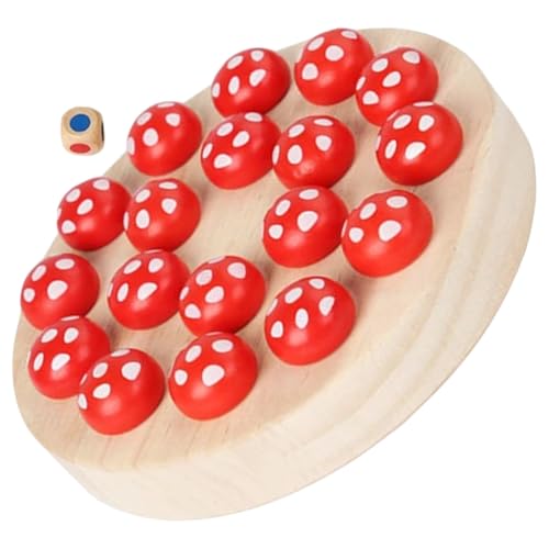 BESPORTBLE Holz Memory Schachspiel Pädagogisches Gedächtnistrainingsspielzeug mit Bunten Pilzfiguren Langlebiges Lernspiel für Ab Jahren Fördert Denkvermögen und Farberkennung von BESPORTBLE