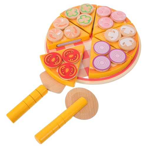 BESPORTBLE Holz Pizza Spielset Für Sicheres Lebensmittelspielzeug Für Kreative Spielküchen Pizzastücke Und Zubehör Rollenspielzeug Für Jungen Und Jahren von BESPORTBLE