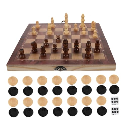 BESPORTBLE Holz Schachspiel Faltbar Intelligentes Brettspiel für Anfänger Tragbares Lernspiel für Familie Party und Reisen von BESPORTBLE