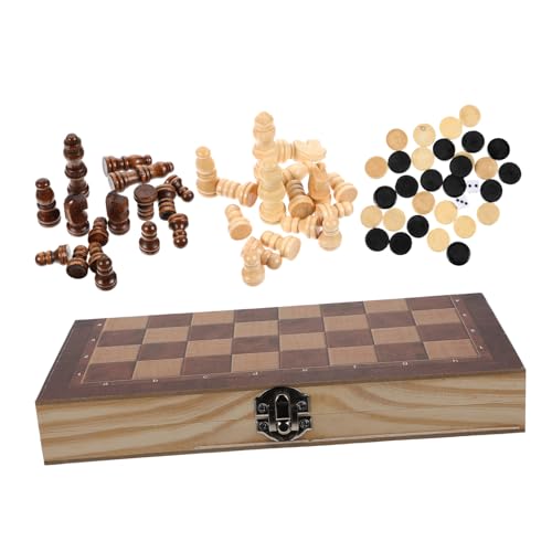 BESPORTBLE Holz Schachspiel Faltbar Intelligenzspielzeug für Pädagogisches Brettspiel Leichtes Reiseschach mit Holzfiguren Fördert Gedächtnis und Eltern-Junge Mädchen von BESPORTBLE